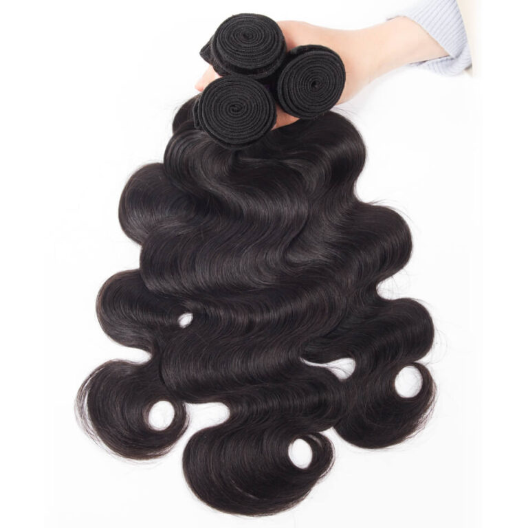 10A Indian Body Wave Hair 4 Bundles With Closure Virgin Human Body Wave ...