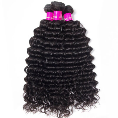 Evanhair Deep Wave Hair 3 Bundles, Natural Black, 100% Human Hair, 10-30 Inch, Silky & Soft, Tangle-Free