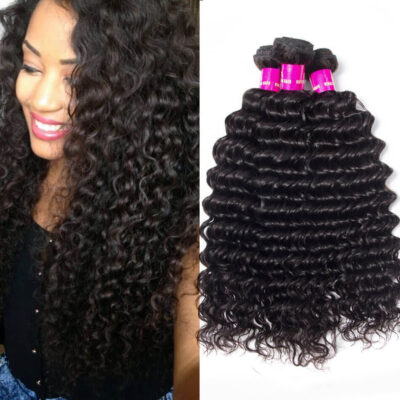Evanhair Peruvian Deep Wave Hair 3 Bundles, Natural Black, 100% Human Hair, 10-30 Inch, Silky & Soft, Tangle-Free