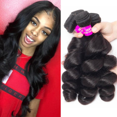 Evanhair Indian Loose Wave Hair 3 Bundles, Natural Black, 100% Human Hair, 10-30 Inch, Silky & Soft, Tangle-Free