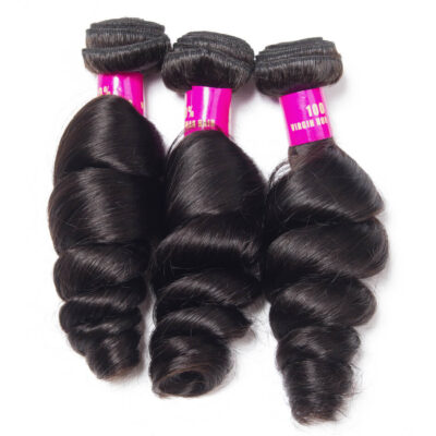Evanhair Loose Wave Hair 3 Bundles, Natural Black, 100% Human Hair, 10-30 Inch, Silky & Soft, Tangle-Free