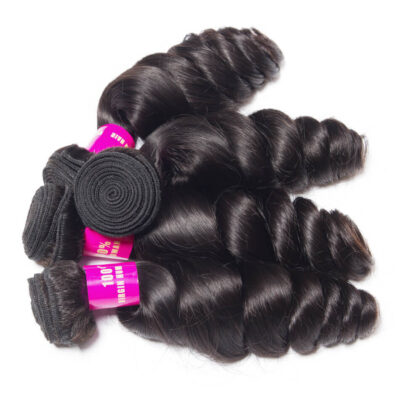 Evanhair Loose Wave Hair 4 Bundles, Natural Black, 100% Human Hair, 10-30 Inch, Silky & Soft, Tangle-Free