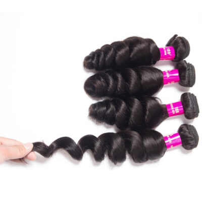 Evanhair Loose Wave Hair 4 Bundles, Natural Black, 100% Human Hair, 10-30 Inch, Silky & Soft, Tangle-Free