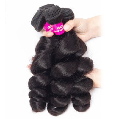 Evanhair Loose Wave Hair 4 Bundles, Natural Black, 100% Human Hair, 10-30 Inch, Silky & Soft, Tangle-Free