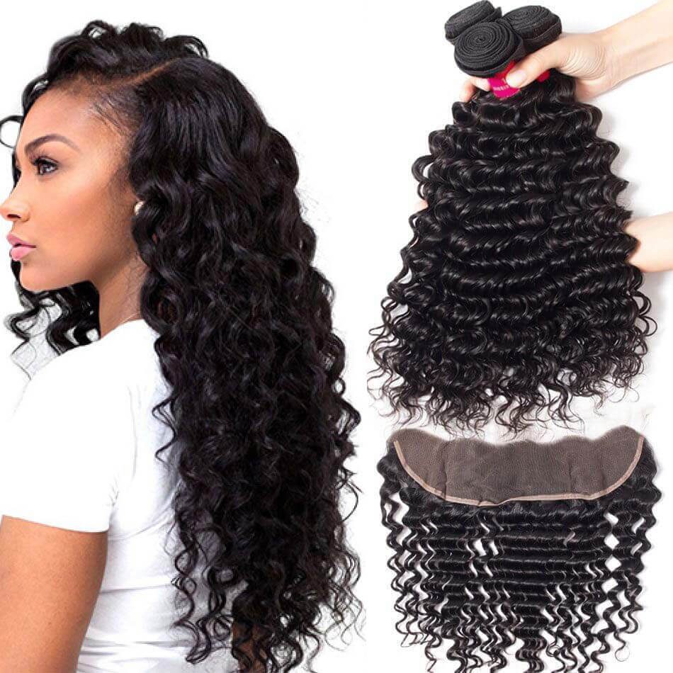 Deep Wave 3 Bundles With Ear To Ear Frontal 10a Evan Hair