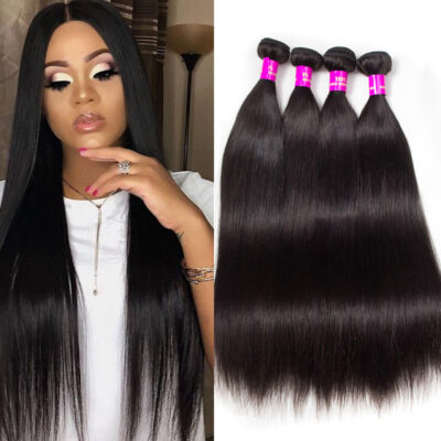 Evanhair Indian Straight Hair 4 Bundles, Natural Black, 100% Human Hair, 10-30 Inch, Silky & Soft, Tangle-Free