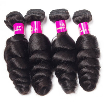 Evanhair Loose Wave Hair 4 Bundles, Natural Black, 100% Human Hair, 10-30 Inch, Silky & Soft, Tangle-Free