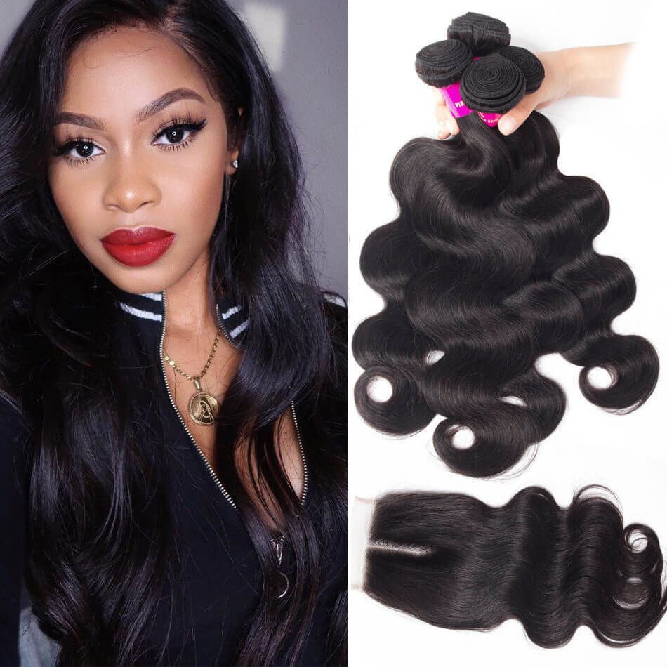 10a body wave hair 4 bundles with closure evan hair cheap virgin indian  human body wave hair bundles deals