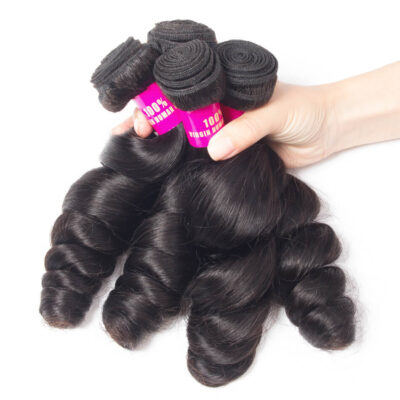 Evanhair Loose Wave Hair 4 Bundles, Natural Black, 100% Human Hair, 10-30 Inch, Silky & Soft, Tangle-Free