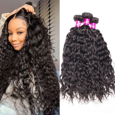 Evanhair Brazilian Water Wave Hair 3 Bundles, Wet and Wavy Hair, Natural Black, 100% Human Hair, 10-30 Inch, Silky & Soft, Tangle-Free