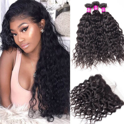 10a Brazilian Water Wave Hair 3 Bundles With Frontal Evan Hair Wet