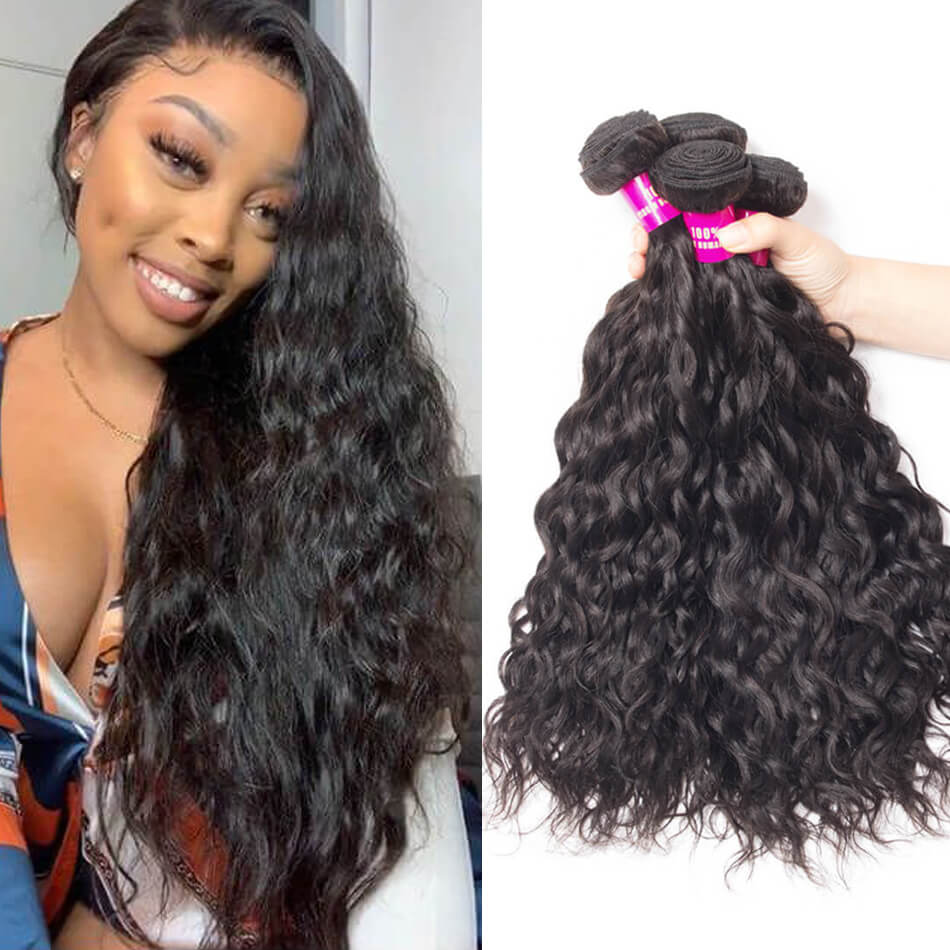 Wet And Wavy Hair Indian Water Wave 4 Bundles Evan Hair 10A Virgin Hair  Human Hair Bundles - Evan Hair