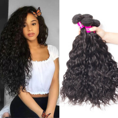 Evanhair Brazilian Water Wave Hair 4 Bundles, Wet and Wavy Hair, Natural Black, 100% Human Hair, 10-30 Inch, Silky & Soft, Tangle-Free