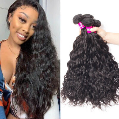 Evanhair Indian Water Wave Hair 4 Bundles, Wet and Wavy Hair, Natural Black, 100% Human Hair, 10-30 Inch, Silky & Soft, Tangle-Free