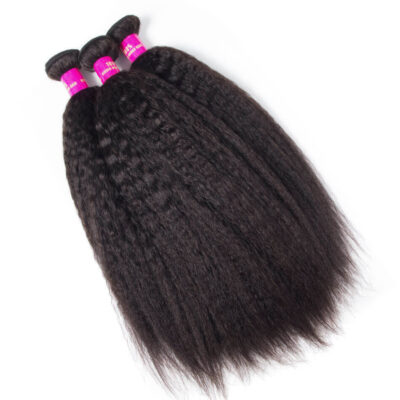 Evanhair Kinky Straight Hair 3 Bundles, Yaki Straight Texture, Natural Black, 100% Human Hair, 10-30 Inch, Silky & Soft, Tangle-Free