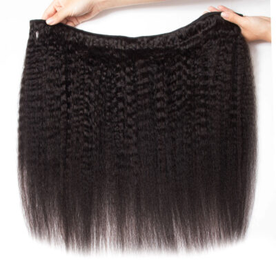 Evanhair Kinky Straight Hair Bundles, Yaki Straight Texture, Natural Black, 100% Human Hair, 10-30 Inch, Silky & Soft, Tangle-Free