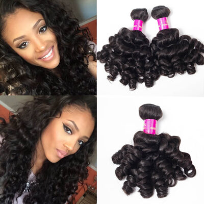 Evanhair Brazilian Funmi Hair 3 Bundles, Bouncy Curly Texture, Natural Black, 100% Human Hair, 10-30 Inch, Silky & Soft, Tangle-Free