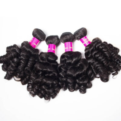 Evanhair Funmi Hair 4 Bundles, Bouncy Curly Texture, Natural Black, 100% Human Hair, 10-30 Inch, Silky & Soft, Tangle-Free