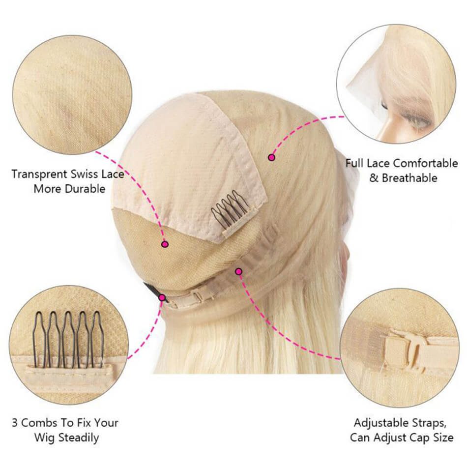 613 Straight Full Lace Wig Brazilian Blonde Short Bob Wigs Straight Bob Transparent Full Lace Wig 180% Denisty Sale - Image 5
