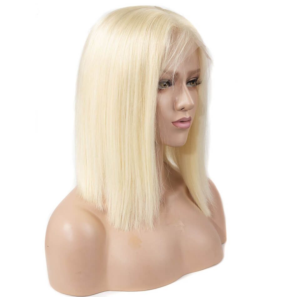 613 Straight Full Lace Wig Brazilian Blonde Short Bob Wigs Straight Bob Transparent Full Lace Wig 180% Denisty Sale - Image 3