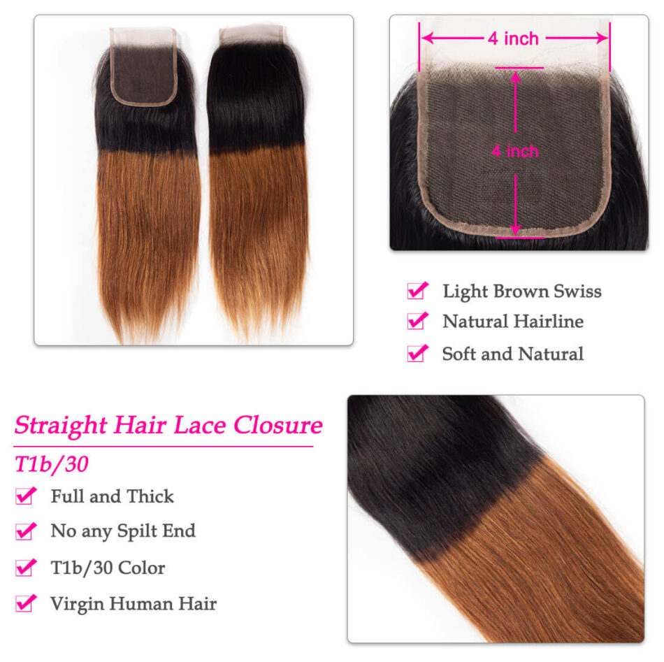 1B/30 Brown Color Brazilian Body Wave With Closure Full Head Evan Hair Ombre Body Hair Bundles Closure - Image 7