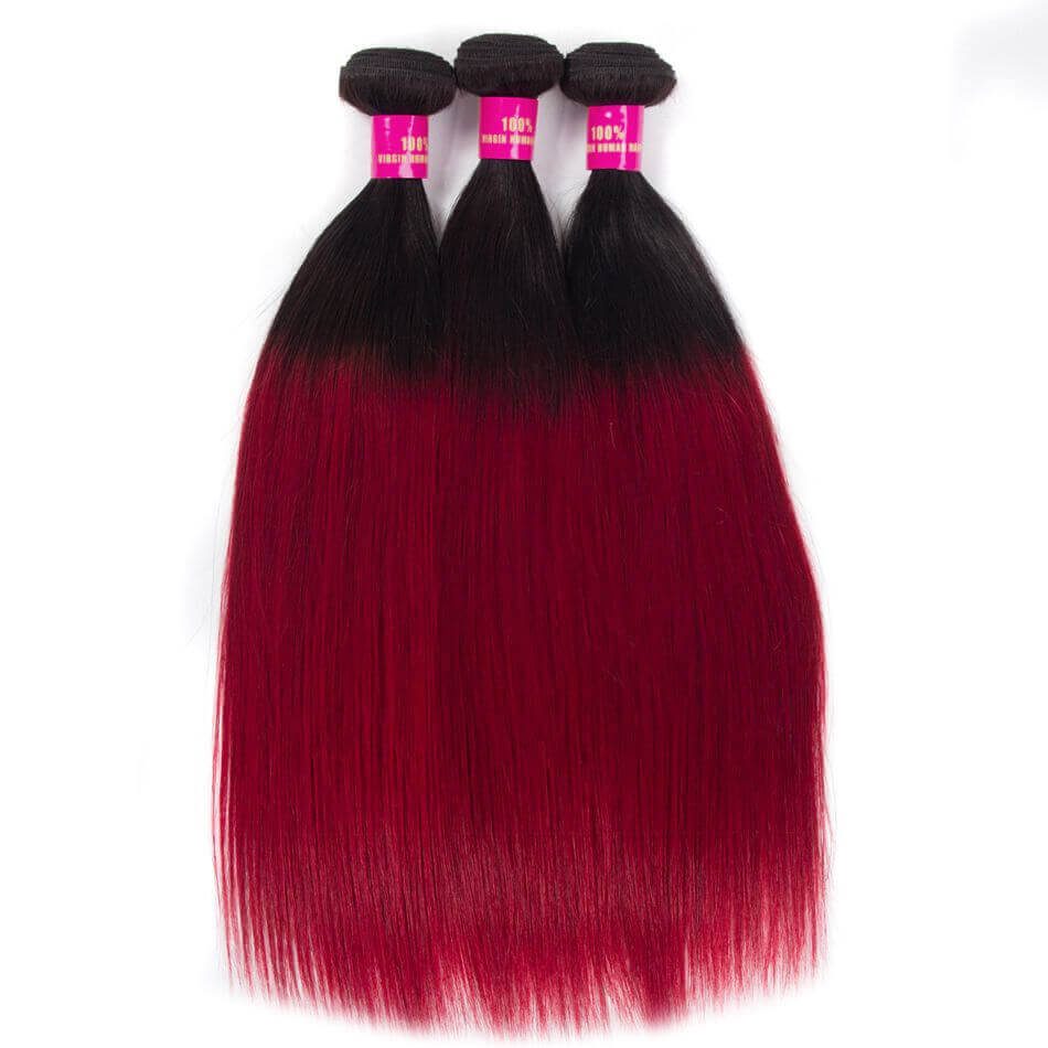 Ombre Brazilian Straight Burgundy Hair Color Human Hair Bundles Cheap Red Color 3 Bundles Hair Virgin Human Hair