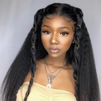 13×6 Kinky Straight Lace Front Wig Virgin Human Hair Yaki Straight Wigs 10-24 Inch Pre Plucked Full With Baby Hair Sale