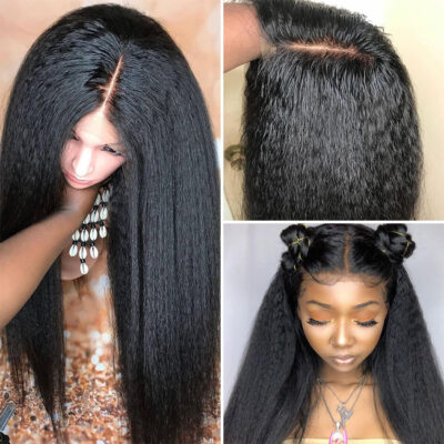 13×6 Kinky Straight Lace Front Wig Virgin Human Hair Yaki Straight Wigs 10-24 Inch Pre Plucked Full With Baby Hair Sale - Image 5