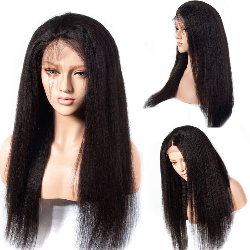 13×6 Kinky Straight Lace Front Wig Virgin Human Hair Yaki Straight Wigs 10-24 Inch Pre Plucked Full With Baby Hair Sale - Image 2