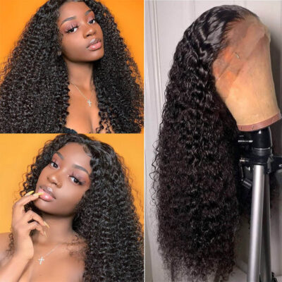 13×6 Lace Front Wig Kinky Curly Virgin Human Hair Wigs 10-26 Inch 100% Virgin Human Hair With Baby Hair for Sale