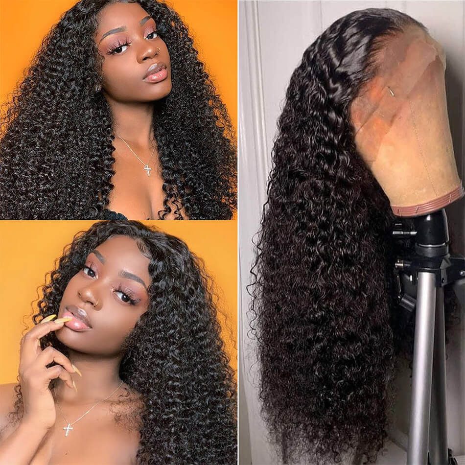 13×6 Lace Front Wig Kinky Curly Virgin Human Hair Wigs 10-26 Inch 100% Virgin Human Hair With Baby Hair for Sale - Image 1