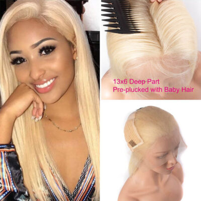 613 Blonde Straight Human Hair 13×6 Lace Front Wigs Virgin Straight Hair Front Wigs Pre Plucked Full With Baby Hair Sale - Image 4