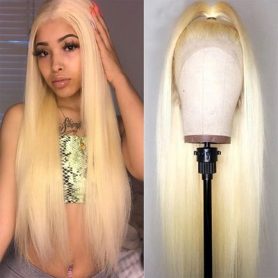 613 Blonde Straight Wig 100% Virgin Human Hair 180% Density Lace Front for Women