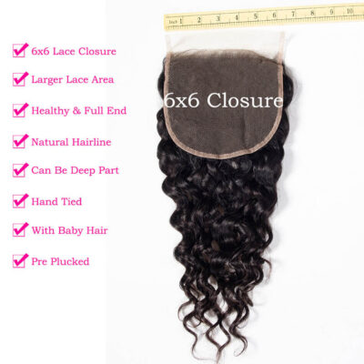 6×6 Lace Closure with Water Wave Hair 3 Bundles Evan Hair Swiss Brazilian Wet and Wavy Lace Human Hair Free Part - Image 6