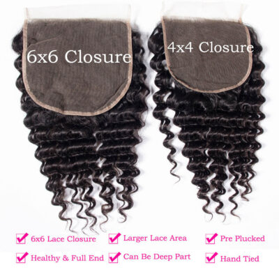 6×6 Lace Closure with Brazilian Deep Wave Hair 3 Bundles Evan Hair Swiss Loose Deep Lace Human Hair Free Part - Image 5