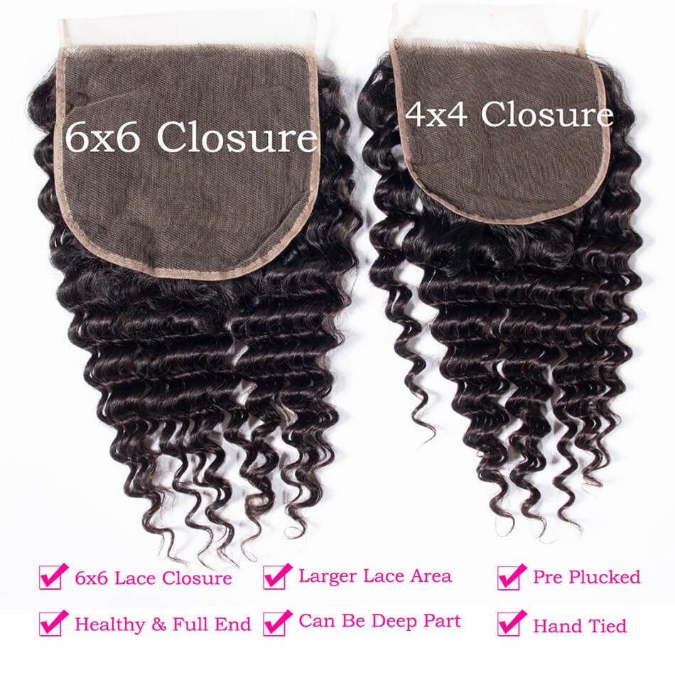 6×6 Lace Closure with Brazilian Deep Wave Hair 3 Bundles Evan Hair Swiss Loose Deep Lace Human Hair Free Part - Image 5