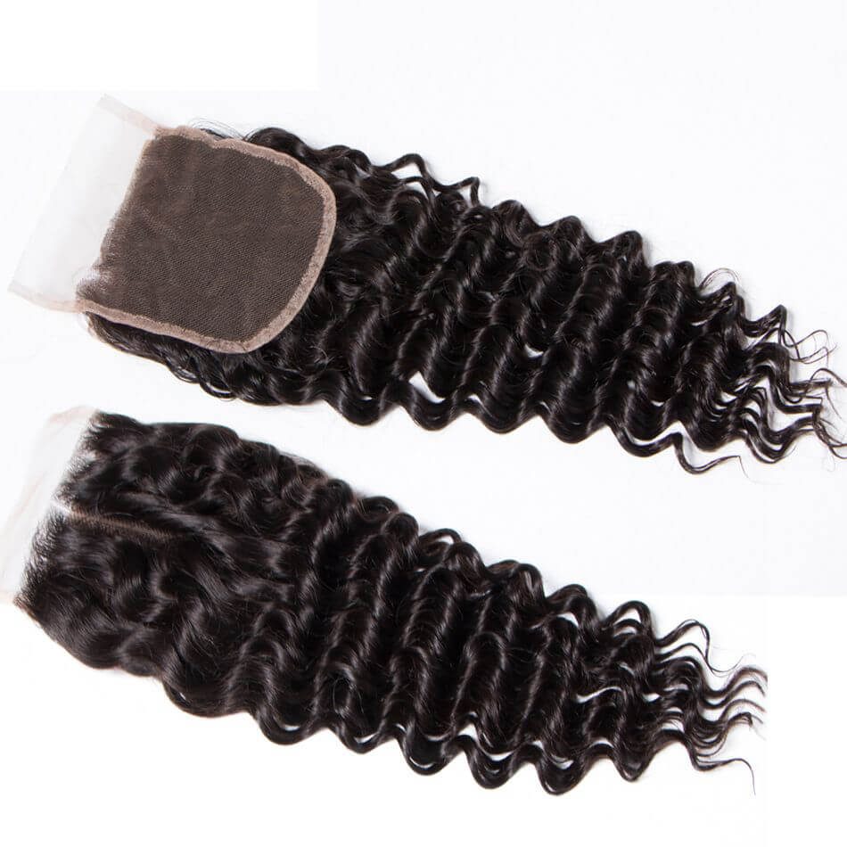 Virgin Deep Wave 3 Bundles With Transparent Closure 10A Evan Hair Brazilian Loose Deep Bundles Transparent Closure - Image 7