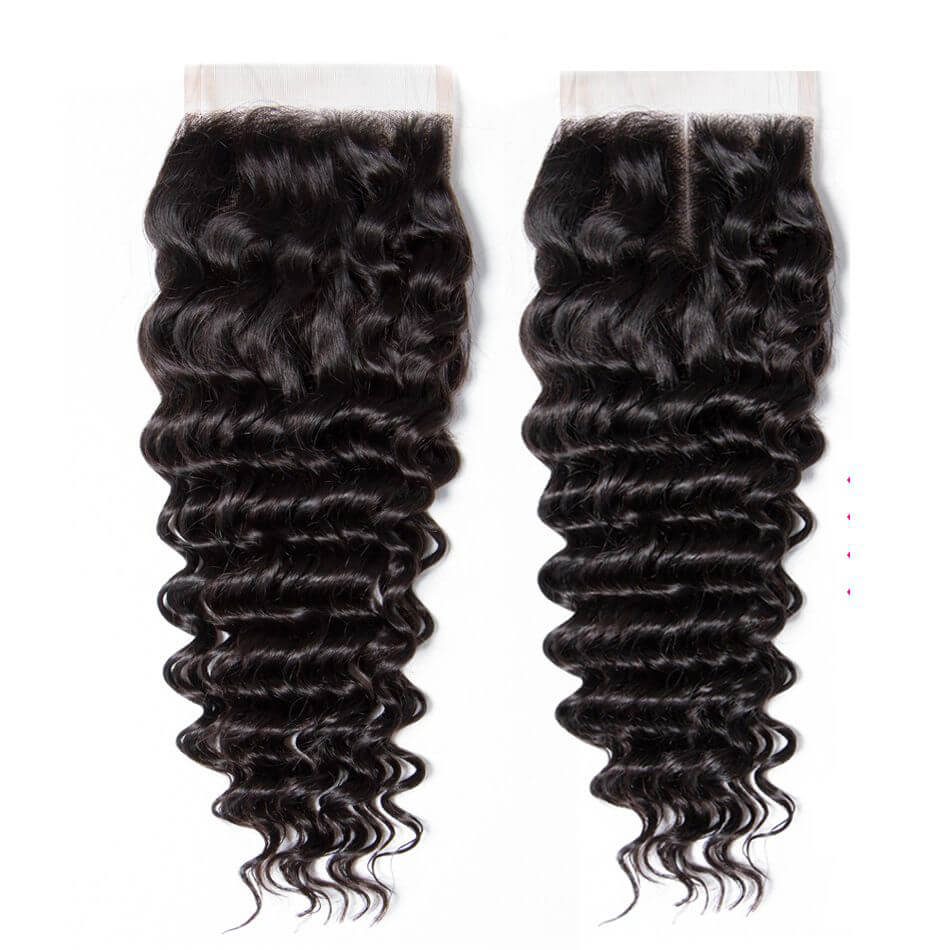 Virgin Deep Wave 3 Bundles With Transparent Closure 10A Evan Hair Brazilian Loose Deep Bundles Transparent Closure - Image 6