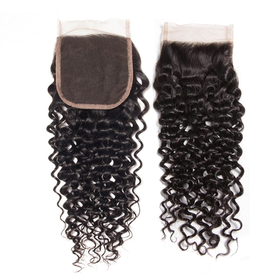 Brazilian Curly Virgin Hair With Transparent Lace Closure 3 Bundles 10A Evan Hair Curly Bundles Transparent Closure - Image 5