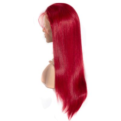 Red Straight Wig 100% Human Hair Lace Front 180% Density for Women - Image 5