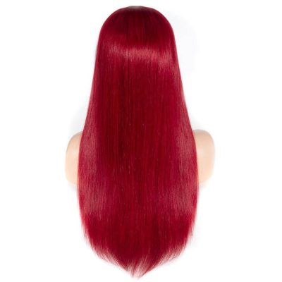 Red Straight Wig 100% Human Hair Lace Front 180% Density for Women - Image 4