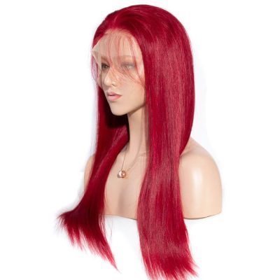 Red Straight Wig 100% Human Hair Lace Front 180% Density for Women - Image 3