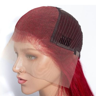 Red Straight Wig 100% Human Hair Lace Front 180% Density for Women - Image 6