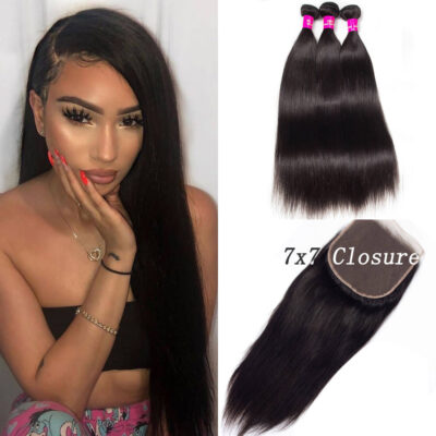 7x7 closure with bundles,7x7 lace closure straight,straight hair with 7x7 closure,bundles with 7x7 lace closure,7x7 closure with 3 bundles