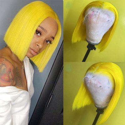 Evanhair Colorful Short Straight Bob Wig – 100% Human Hair Natural Look