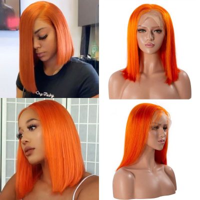 Evanhair Colorful Short Straight Bob Wig – 100% Human Hair Natural Look