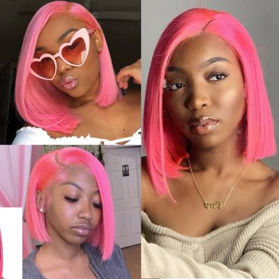 Evanhair Colorful Short Straight Bob Wig – 100% Human Hair Natural Look