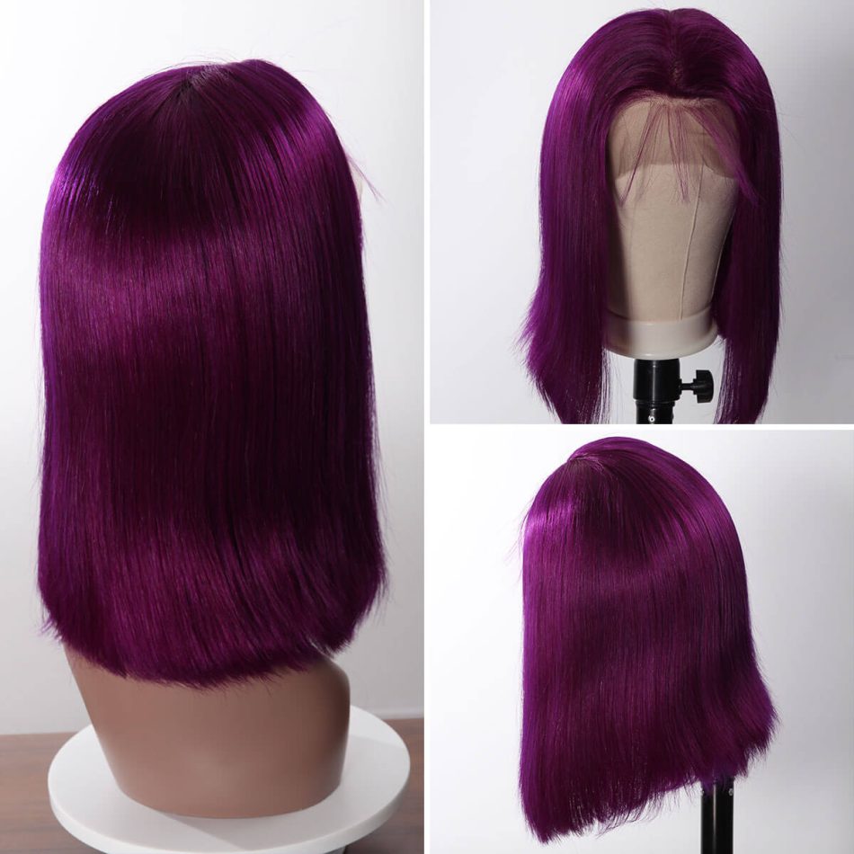 Evanhair Colorful Short Straight Bob Wig – 100% Human Hair Natural Look