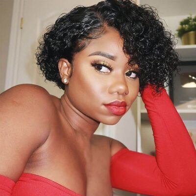 Short Water Wave Bob Wig 8 Inch Bouncy Curly 180% Density Lace Front for Women - Image 7