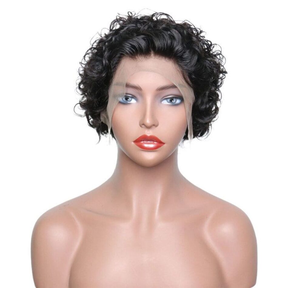 Short Water Wave Bob Wig 8 Inch Bouncy Curly 180% Density Lace Front for Women - Image 2